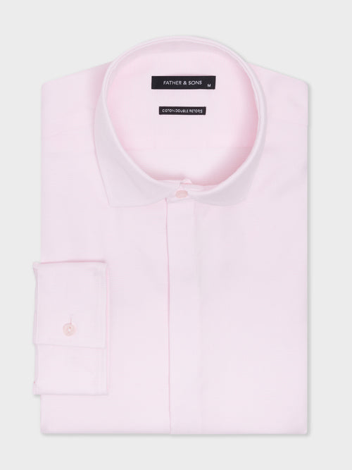 Chemise non-iron slim en coton Jacquard rose pâle - 1 - Father & Sons   - 20 