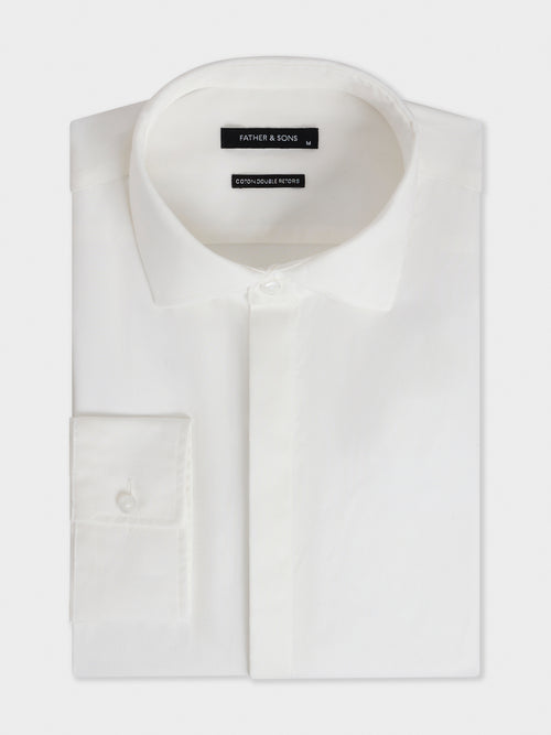 Chemise non-iron slim en coton façonné écru - 1 - Father & Sons   - 20 