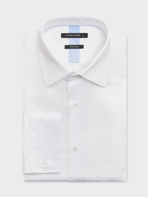 Chemise slim en satin de coton blanc - 1 - Father & Sons   - 7 