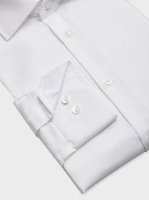 Chemise slim en satin de coton blanc - Father & Sons   - 3 