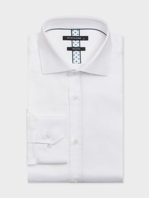 Chemise slim en satin de coton blanc - 1 - Father & Sons   - 13 