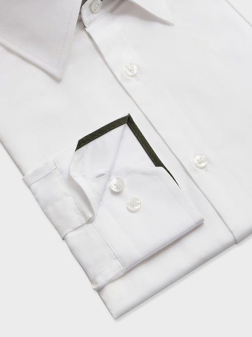 Chemise slim en satin de coton blanc - Father & Sons   - 3 