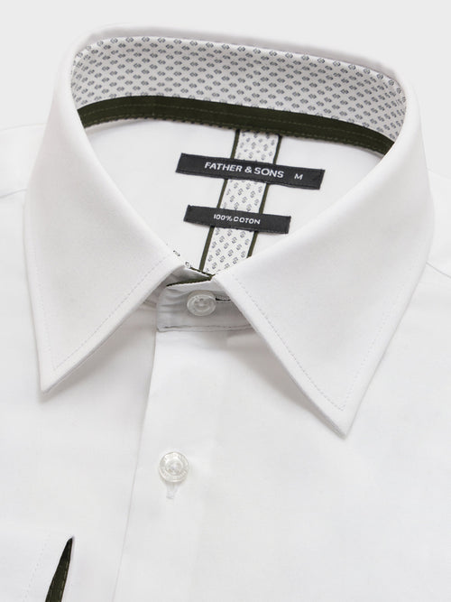 Chemise slim en satin de coton blanc - 2 - Father & Sons   - 12 