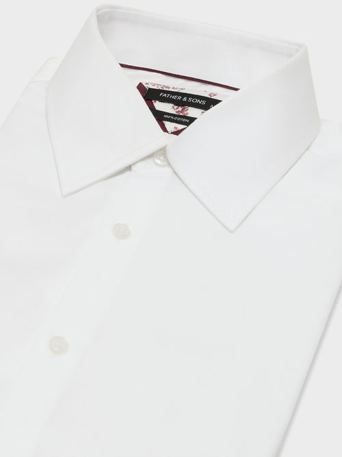 Chemise slim en satin de coton blanc - 2 - Father & Sons   - 20 