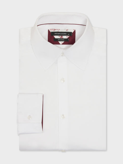 Chemise slim en satin de coton blanc - 1 - Father & Sons   - 20 