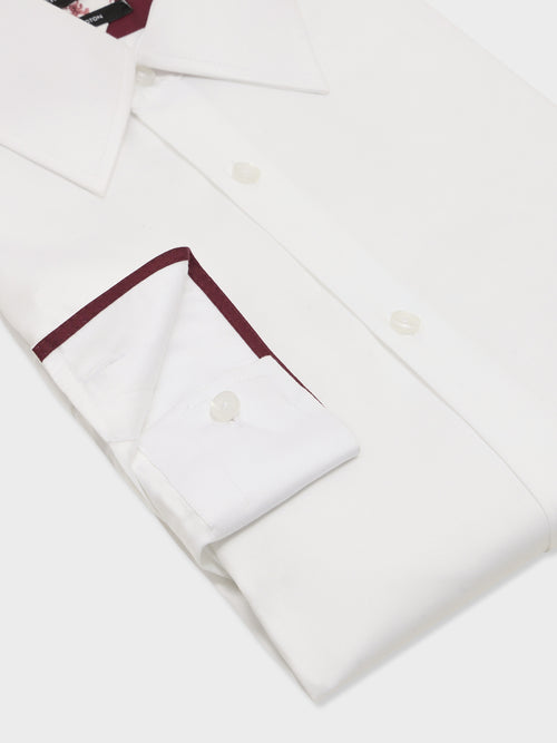 Chemise slim en satin de coton blanc - Father & Sons   - 3 