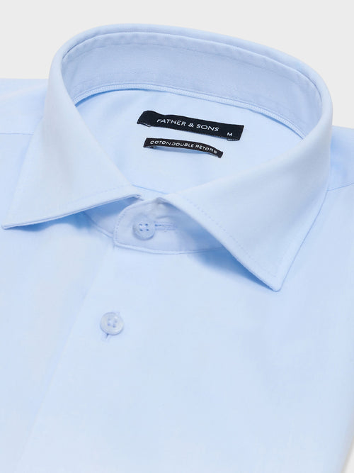 Chemise non-iron et anti-tâche slim en coton oxford bleu pâle - 2 - Father & Sons   - 17 