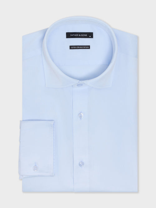 Chemise non-iron et anti-tâche slim en coton oxford bleu pâle - 1 - Father & Sons   - 17 