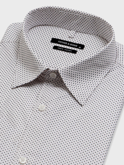 Chemise slim en popeline de coton à motif bleu et rose - Father & Sons   - 2 