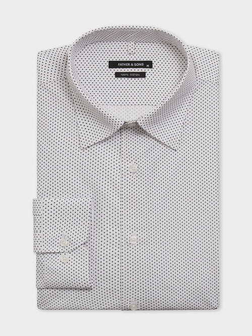Chemise slim en popeline de coton à motif bleu et rose - Father & Sons   - 1 