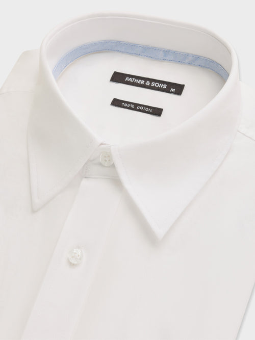Chemise regular en pinpoint de coton blanc - Father & Sons   - 2 