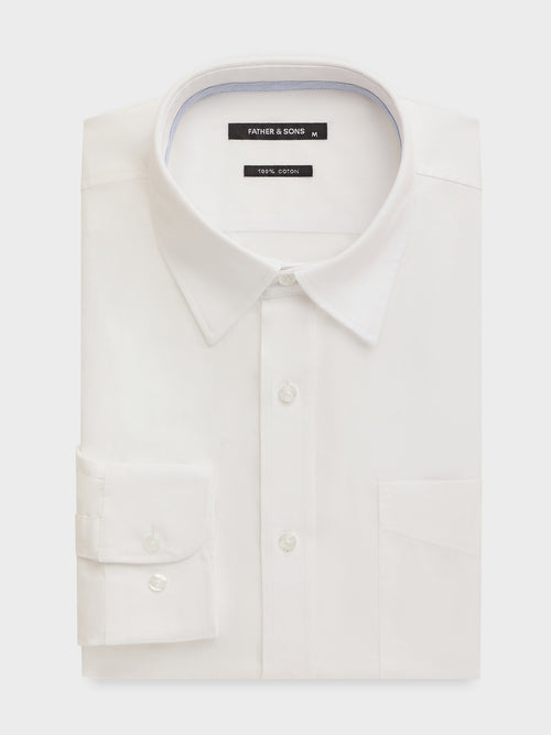 Chemise regular en pinpoint de coton blanc - Father & Sons   - 1 
