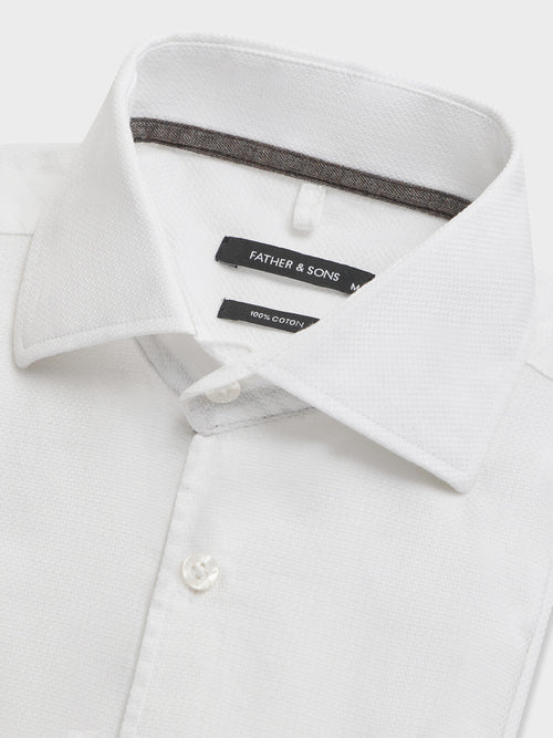 Chemise slim en popeline de coton blanc - Father & Sons   - 2 