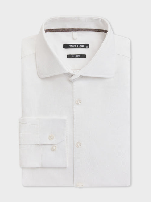 Chemise slim en popeline de coton blanc - Father & Sons   - 1 