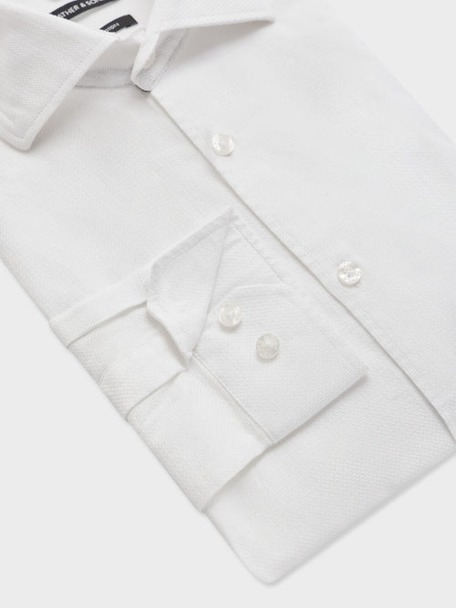 Chemise slim en popeline de coton blanc - Father & Sons   - 3 