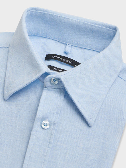 Chemise regular en twill de coton bleu ciel - Father & Sons   - 2 