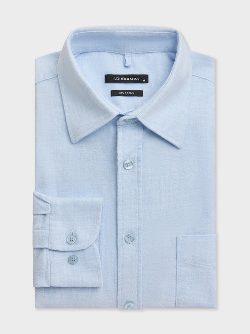 Chemise regular en twill de coton bleu ciel - Father & Sons   - 1 