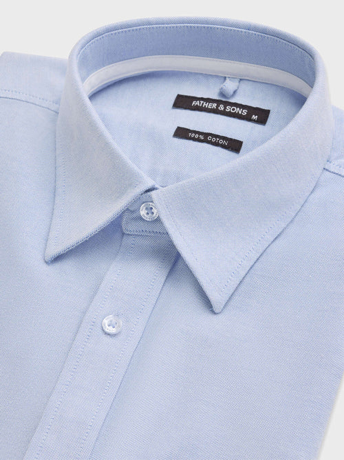 Chemise regular en pinpoint de coton bleu ciel - Father & Sons   - 2 