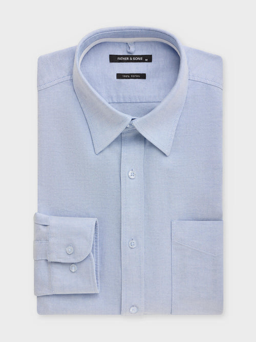 Chemise regular en pinpoint de coton bleu ciel - Father & Sons   - 1 