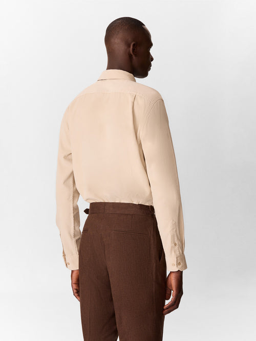 Chemise regular en velours côtelé écru - 2 - Father & Sons   - 15 