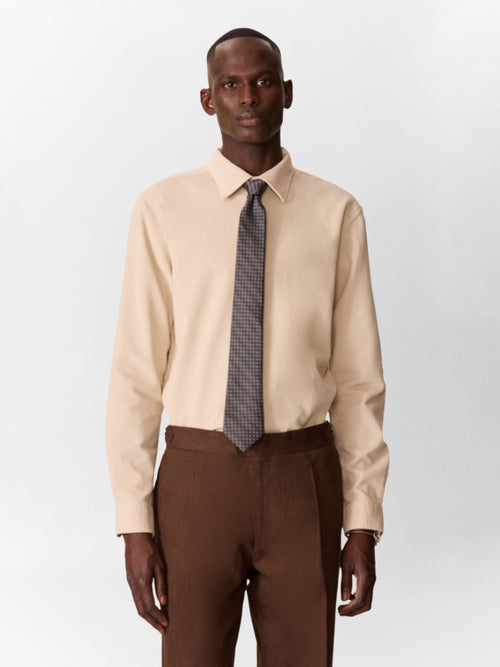 Chemise regular en velours côtelé écru - 1 - Father & Sons   - 15 