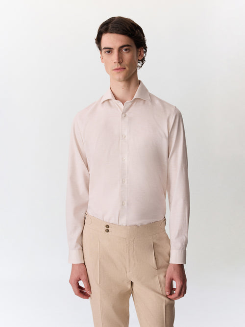 Chemise slim en twill de coton écru - Father & Sons   - 4 