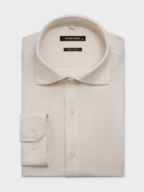 Chemise slim en twill de coton écru - Father & Sons   - 1 