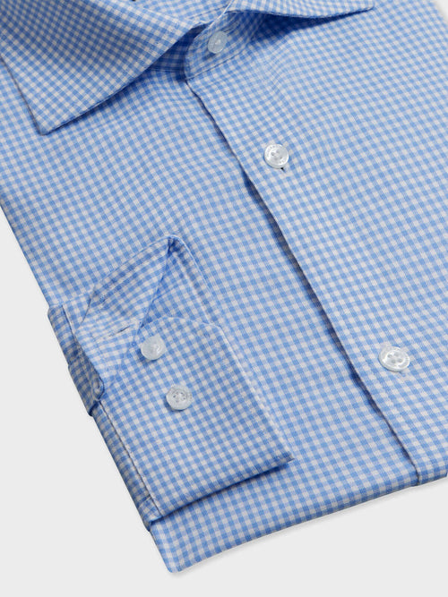 Chemise regular en pinpoint de coton bleu indigo à carreaux - Father & Sons   - 3 