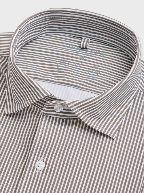 Chemise slim en jersey kaki à rayures - Father & Sons   - 2 