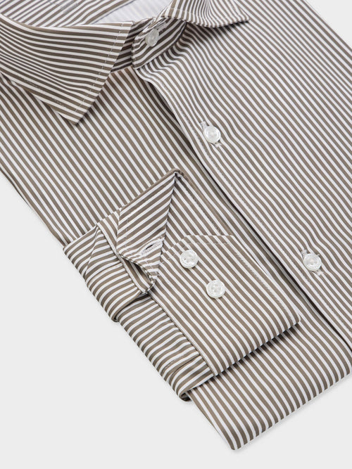 Chemise slim en jersey kaki à rayures - Father & Sons   - 3 