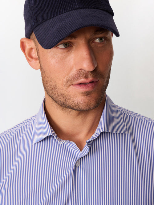 Chemise slim en jersey bleu marine à rayures - Father & Sons   - 5 