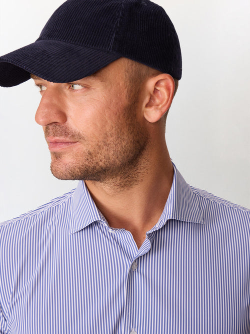 Chemise slim en jersey bleu marine à rayures - Father & Sons   - 4 