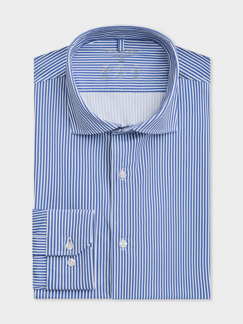 Chemise slim en jersey bleu marine à rayures - Father & Sons   - 1 