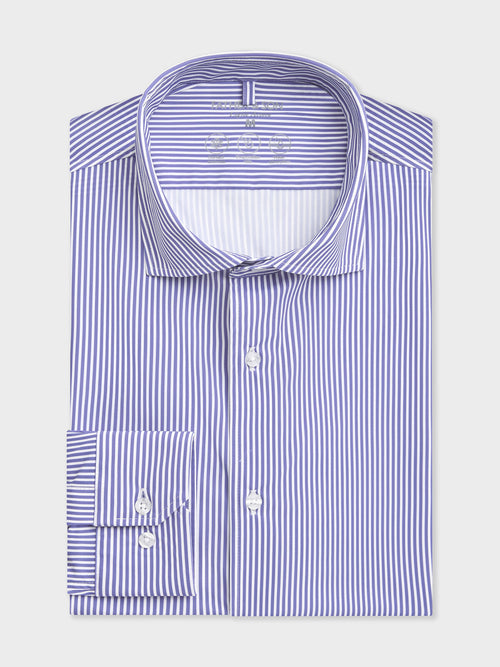 Chemise slim en jersey bleu marine à rayures - 1 - Father & Sons   - 11 