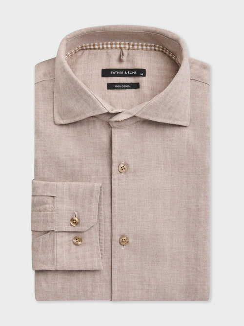 Chemise regular en coton chevron marron - Father & Sons   - 1 