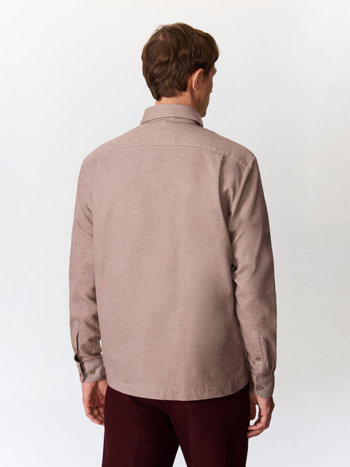 Surchemise loose en twill de coton marron - Father & Sons   - 2 
