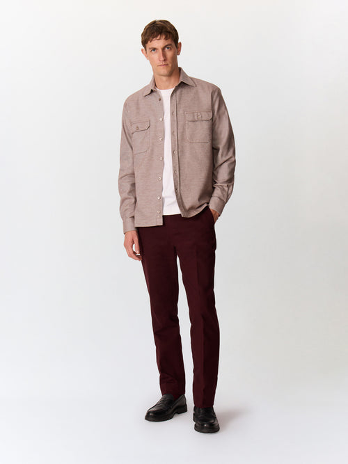Surchemise loose en twill de coton marron - Father & Sons   - 4 