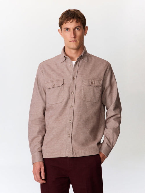 Surchemise loose en twill de coton marron - Father & Sons   - 1 