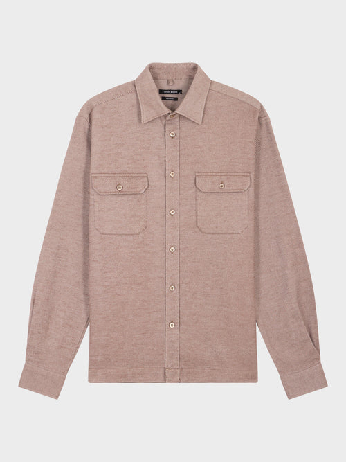 Surchemise loose en twill de coton marron - Father & Sons   - 5 