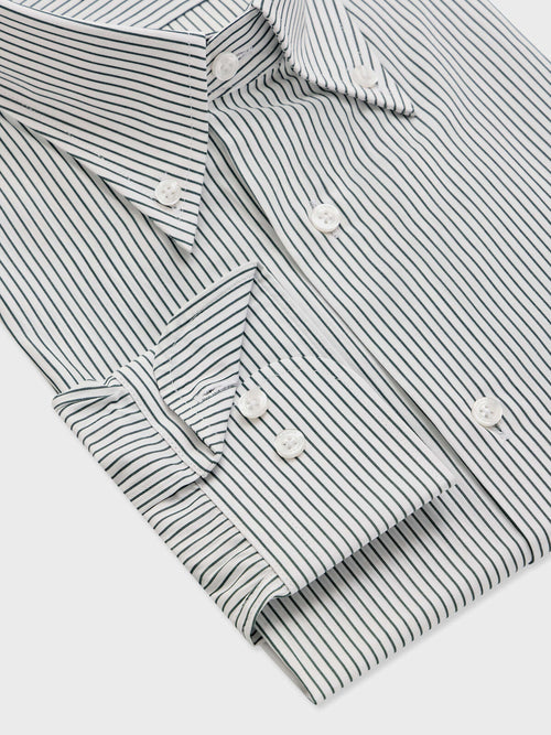 Chemise loose en popeline de coton à rayures vertes - Father & Sons   - 3 