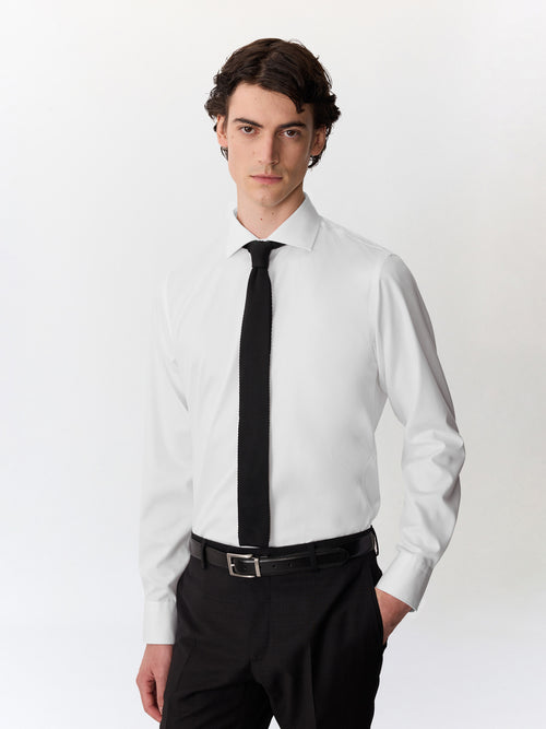 Chemise non-iron regular en coton façonné blanc - 1 - Father & Sons   - 6 