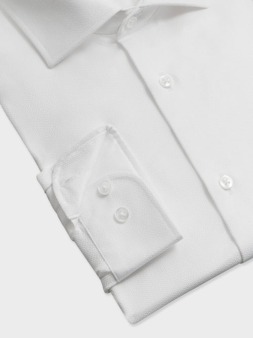 Chemise non-iron regular en coton façonné blanc - Father & Sons   - 3 