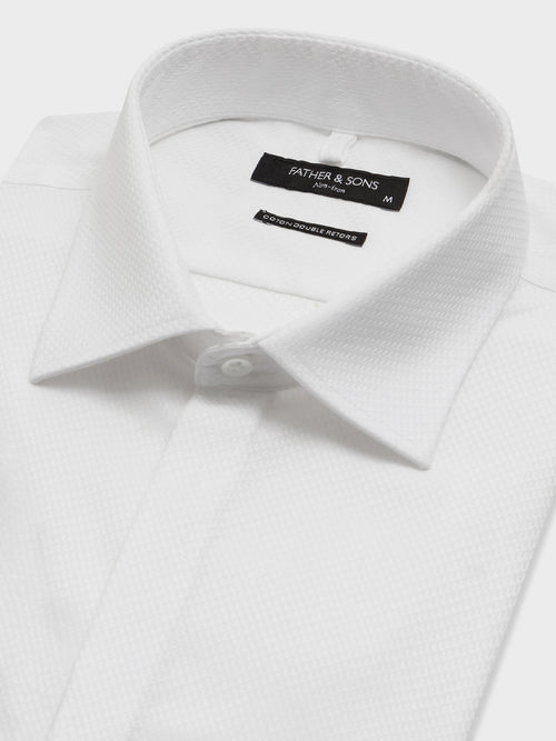 Chemise non-iron slim en coton façonné blanc - Father & Sons   - 2 