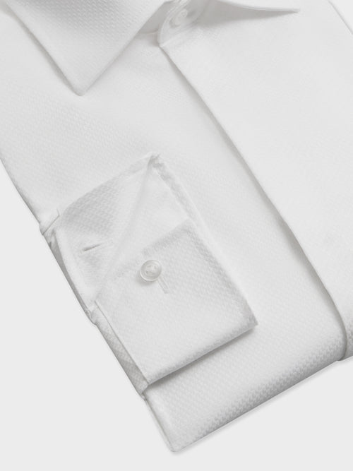Chemise non-iron slim en coton façonné blanc - Father & Sons   - 3 