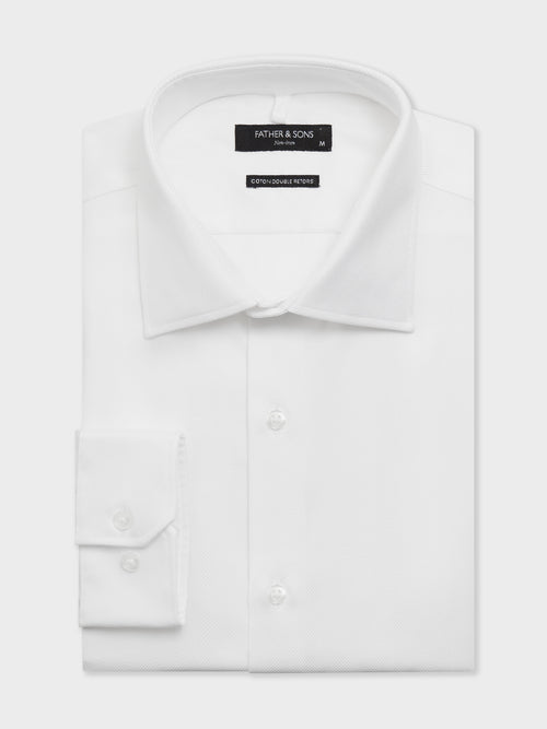 Chemise non-iron slim en coton façonné blanc - Father & Sons   - 1 