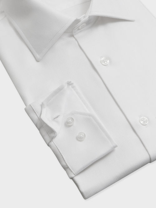 Chemise non-iron slim en coton façonné blanc - Father & Sons   - 3 
