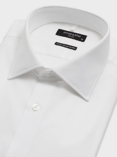 Chemise non-iron slim en coton façonné blanc - Father & Sons   - 2 