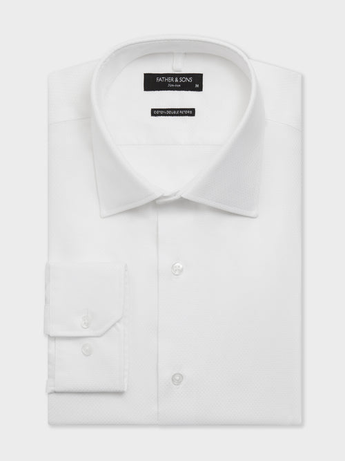Chemise non-iron slim en coton façonné blanc - Father & Sons   - 1 