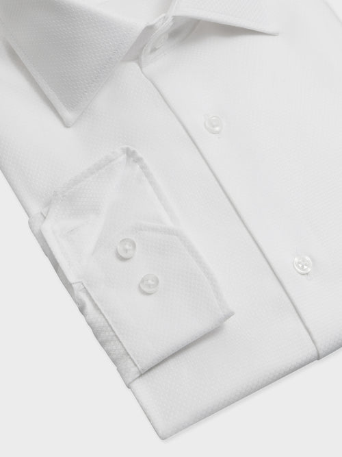 Chemise non-iron slim en coton façonné blanc - Father & Sons   - 3 