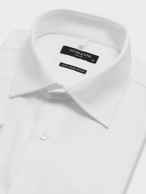 Chemise non-iron regular en coton façonné blanc - Father & Sons   - 2 